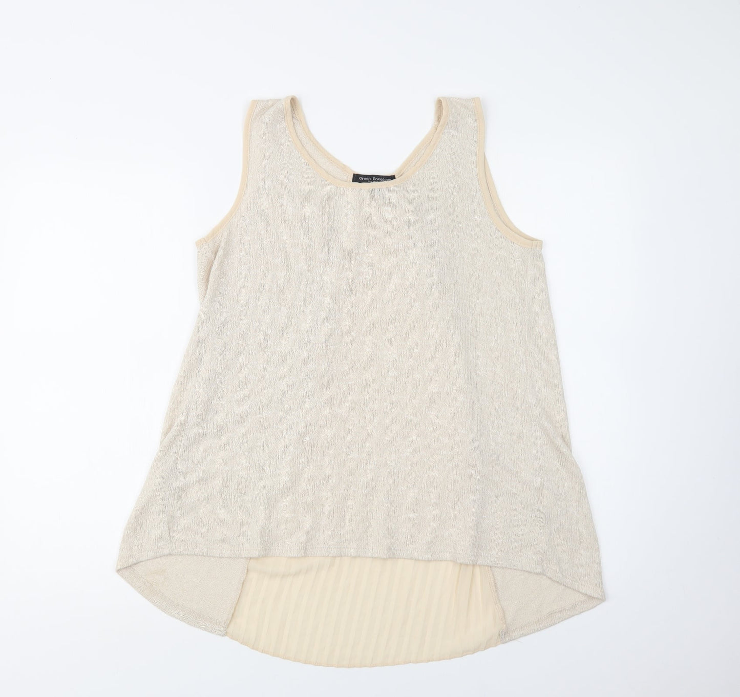 Womens UK Size L Green Envelope Beige Basic Tank