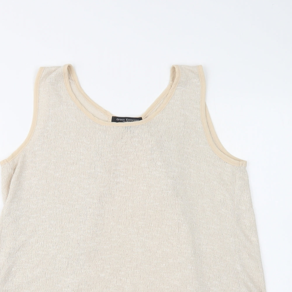 Womens UK Size L Green Envelope Beige Basic Tank