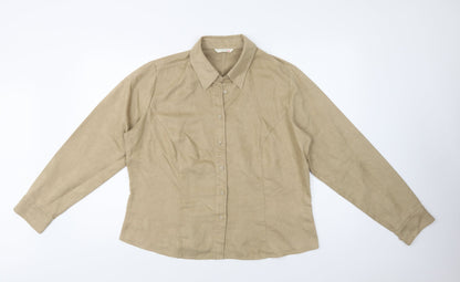 M&S Womens Beige  Polyester Basic Button-Up Size 18 Collared