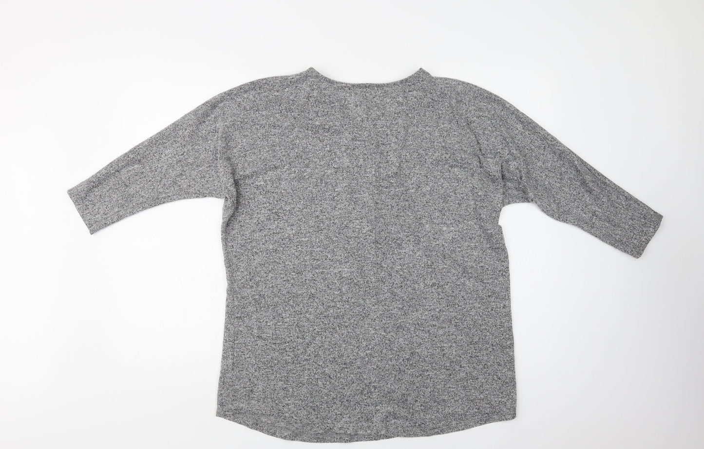 With Love  Womens Grey V-Neck  Viscose Henley Jumper Size 14