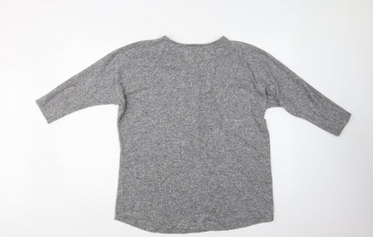 With Love  Womens Grey V-Neck  Viscose Henley Jumper Size 14