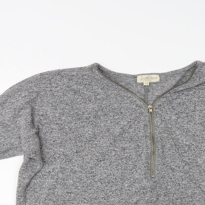 With Love  Womens Grey V-Neck  Viscose Henley Jumper Size 14