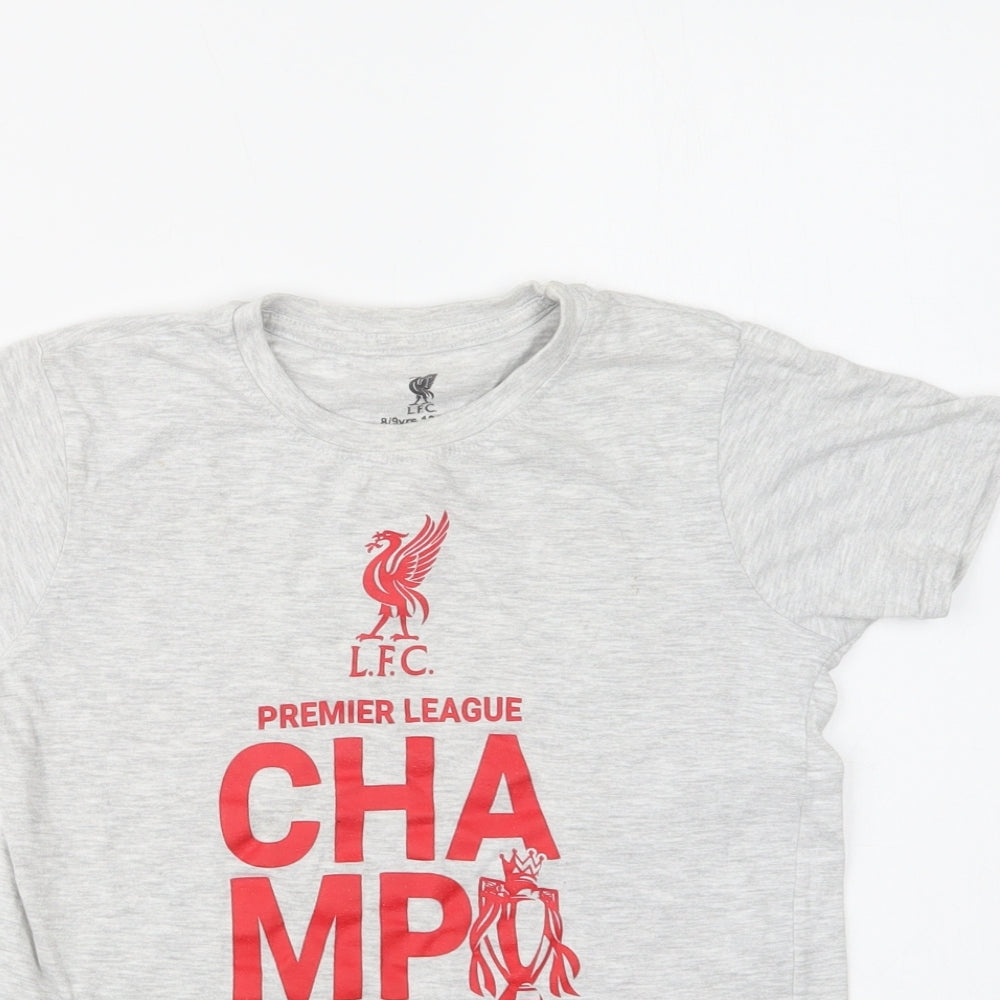 L.F.C. Boys Grey  Cotton Basic T-Shirt Size 8-9 Years Crew Neck  - Liverpool FC