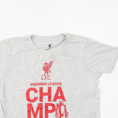 L.F.C. Boys Grey  Cotton Basic T-Shirt Size 8-9 Years Crew Neck  - Liverpool FC
