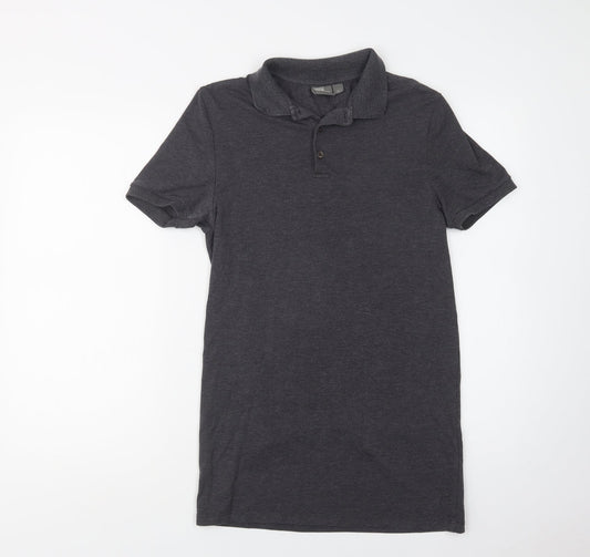 ASOS Mens Grey  Cotton  Polo Size M Collared Button