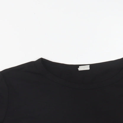 SheIn Girls Black  Polyester Cropped T-Shirt Size 10-11 Years Crew Neck