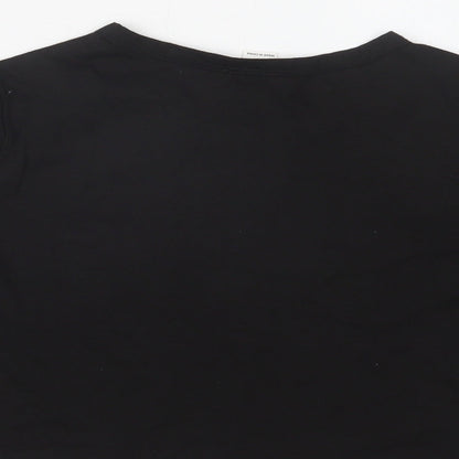 SheIn Girls Black  Polyester Cropped T-Shirt Size 10-11 Years Crew Neck