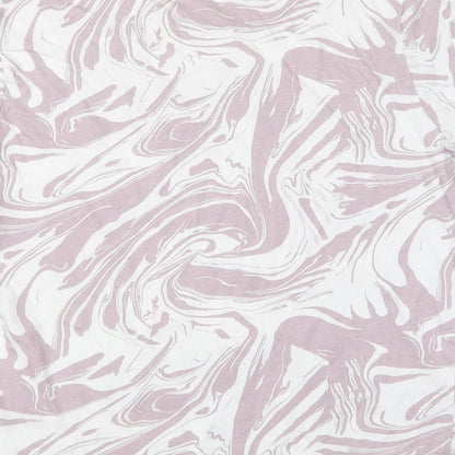 Primark Womens Purple Geometric Cotton Basic T-Shirt Size 6 Crew Neck