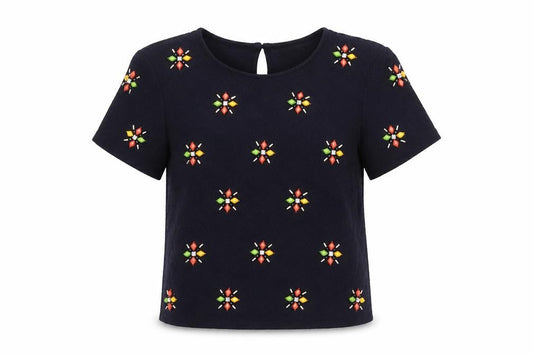 Womens UK Size 4 Miss Selfridge Blue Basic T-Shirt