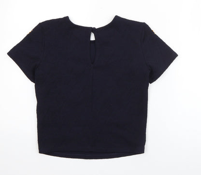 Womens UK Size 4 Miss Selfridge Blue Basic T-Shirt