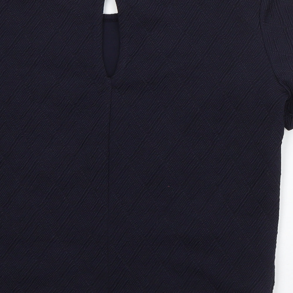 Womens UK Size 4 Miss Selfridge Blue Basic T-Shirt