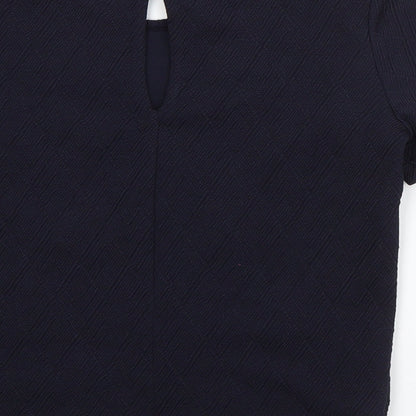 Womens UK Size 4 Miss Selfridge Blue Basic T-Shirt