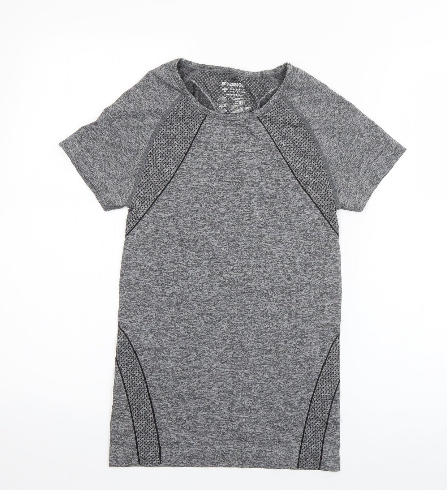 Workout Womens Grey  Polyamide Basic T-Shirt Size 6 Round Neck