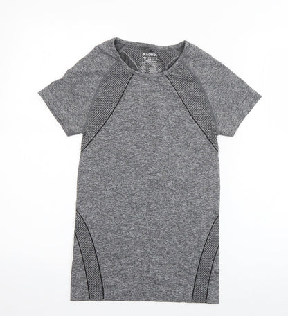 Workout Womens Grey  Polyamide Basic T-Shirt Size 6 Round Neck