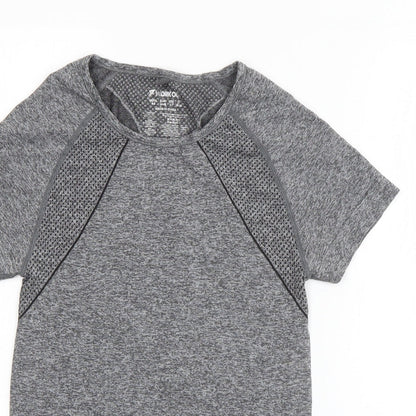 Workout Womens Grey  Polyamide Basic T-Shirt Size 6 Round Neck