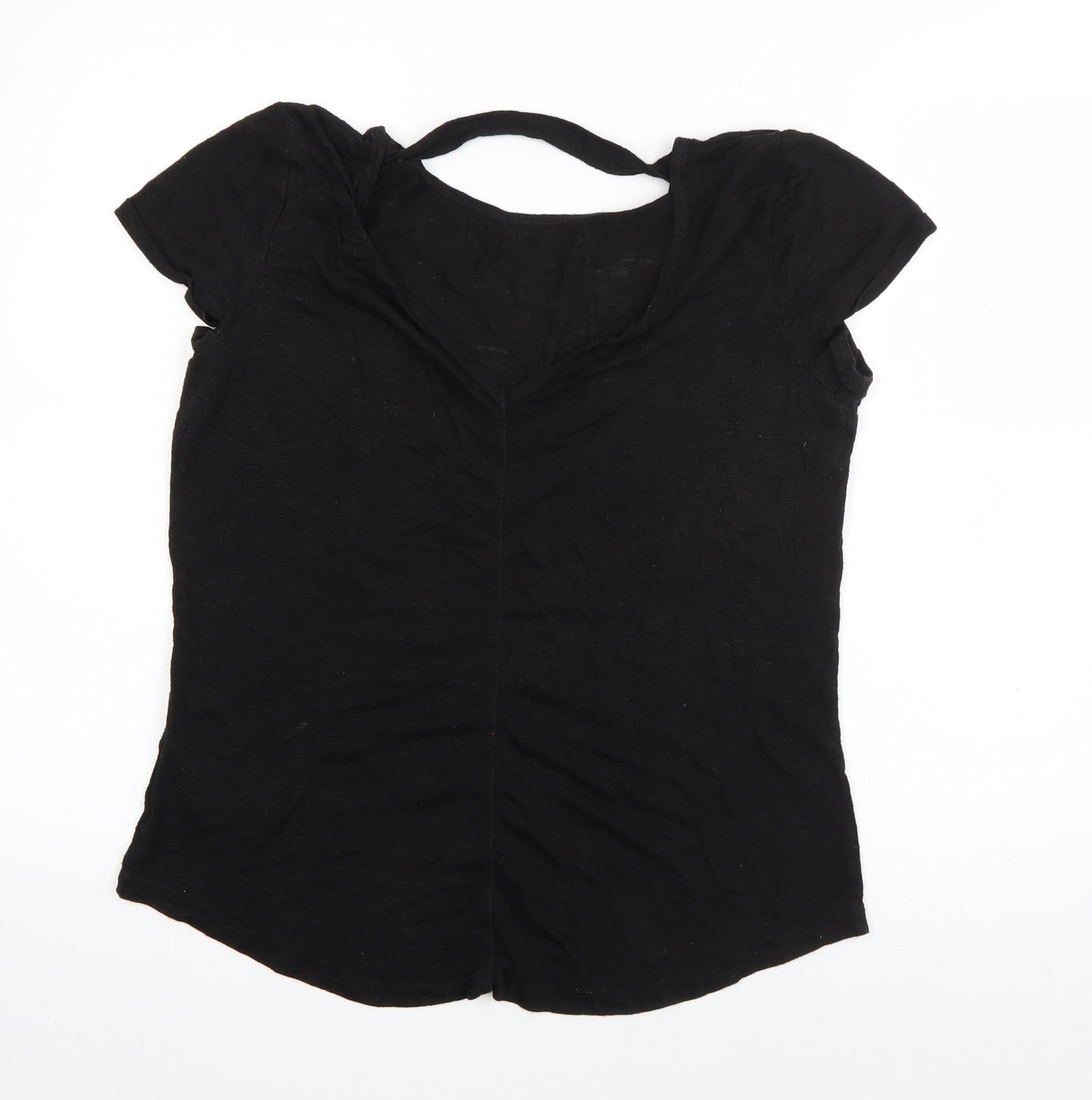 LA Gear Womens Black  Polyester Basic T-Shirt Size 10 Boat Neck - Cut out