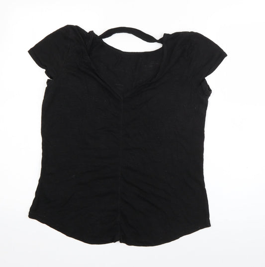 LA Gear Womens Black  Polyester Basic T-Shirt Size 10 Boat Neck - Cut out