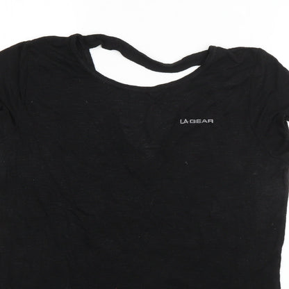 LA Gear Womens Black  Polyester Basic T-Shirt Size 10 Boat Neck - Cut out