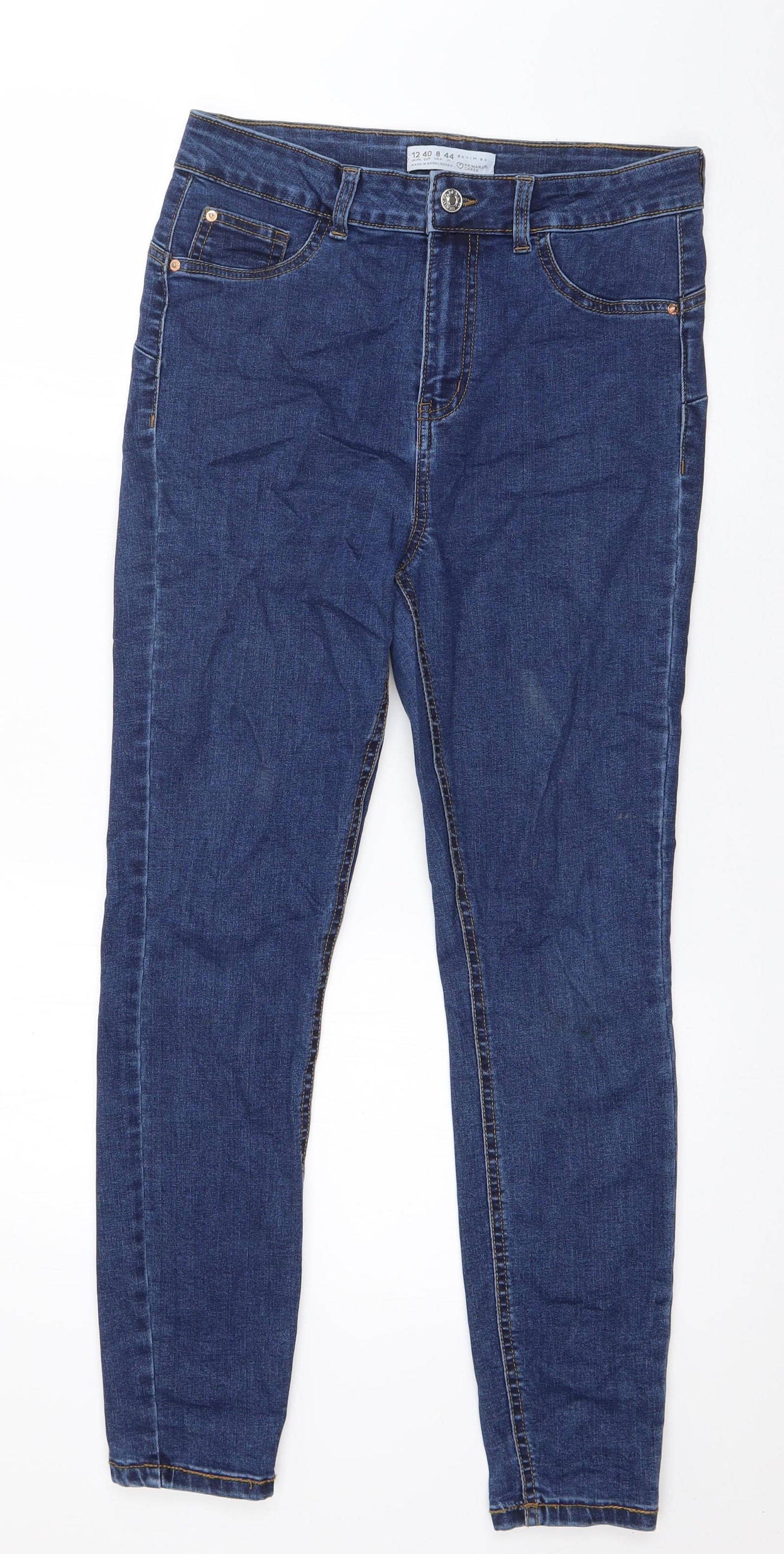 Denim & Co. Womens Blue  Cotton Skinny Jeans Size 12 L27 in Regular Button