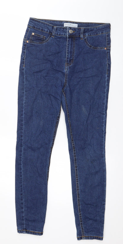 Denim & Co. Womens Blue  Cotton Skinny Jeans Size 12 L27 in Regular Button