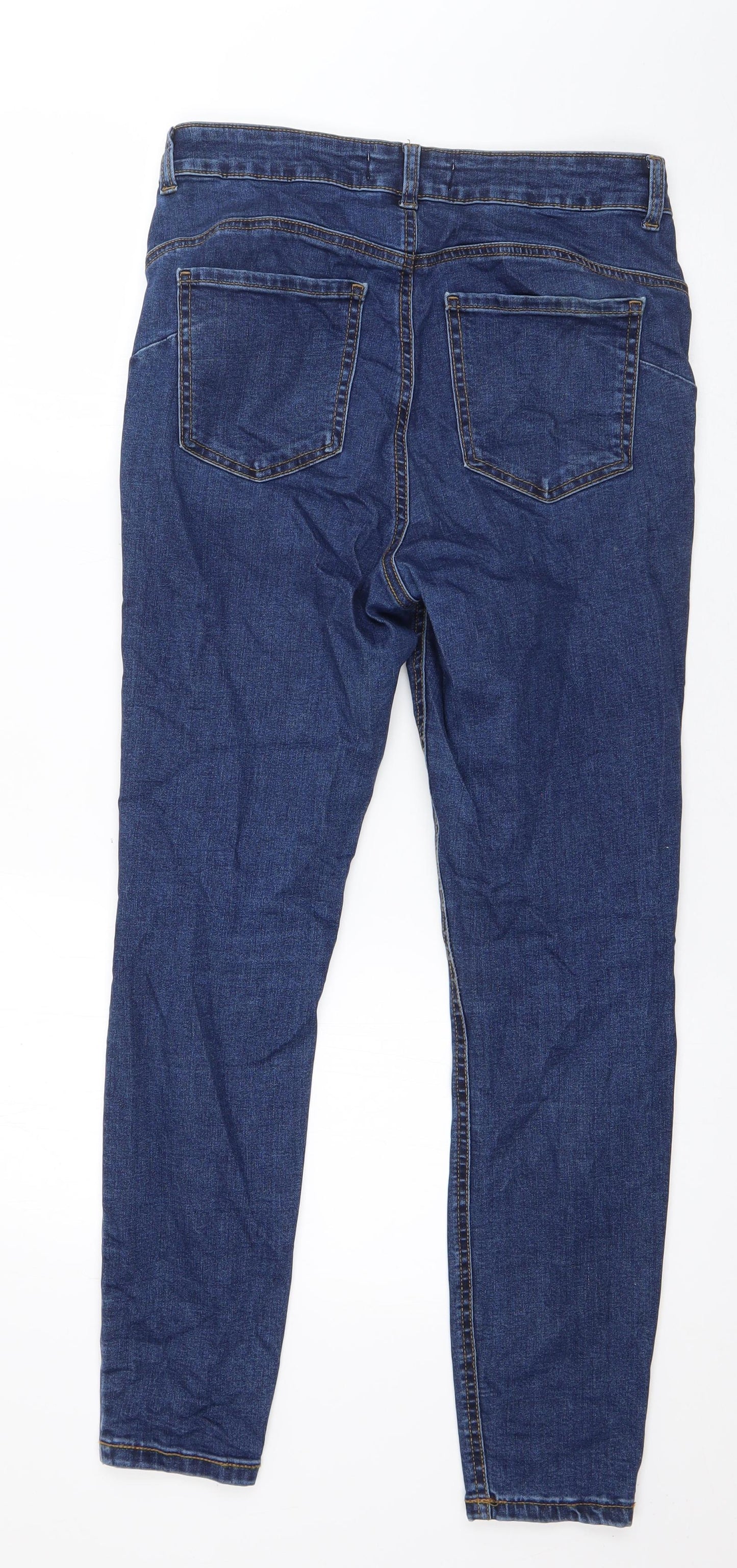 Denim & Co. Womens Blue  Cotton Skinny Jeans Size 12 L27 in Regular Button