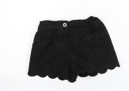 TU Girls Black Floral Polyester Chino Shorts Size 7 Years  Regular Zip