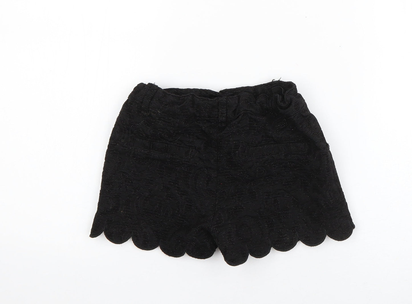 TU Girls Black Floral Polyester Chino Shorts Size 7 Years  Regular Zip