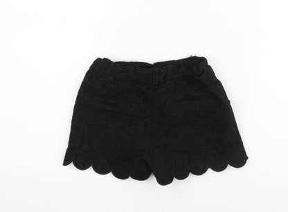 TU Girls Black Floral Polyester Chino Shorts Size 7 Years  Regular Zip