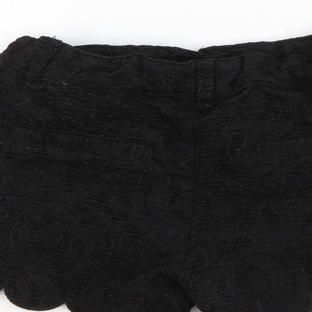 TU Girls Black Floral Polyester Chino Shorts Size 7 Years  Regular Zip