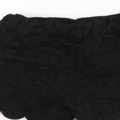 TU Girls Black Floral Polyester Chino Shorts Size 7 Years  Regular Zip