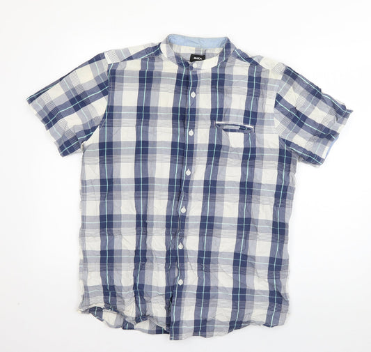 Mens UK Size L Max Blue  Button-Up Short Sleeve Casual Shirt