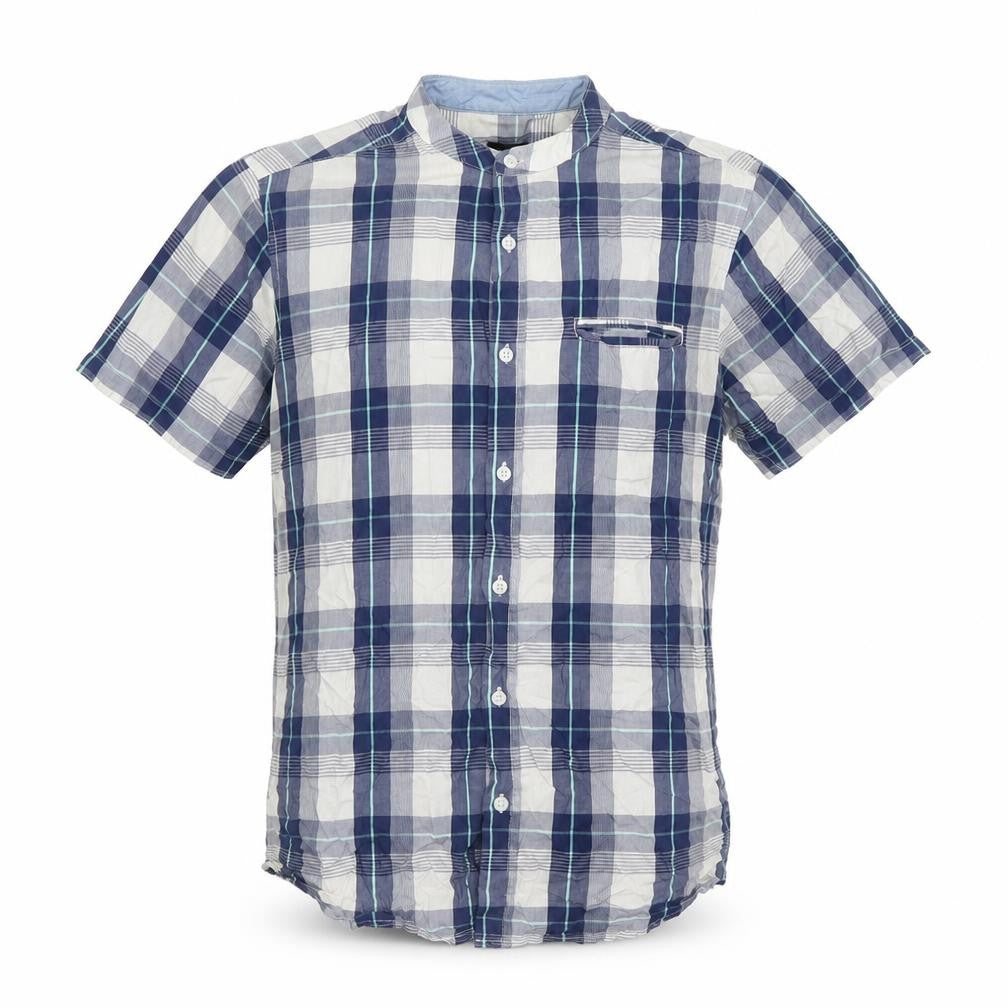 Mens UK Size L Max Blue  Button-Up Short Sleeve Casual Shirt