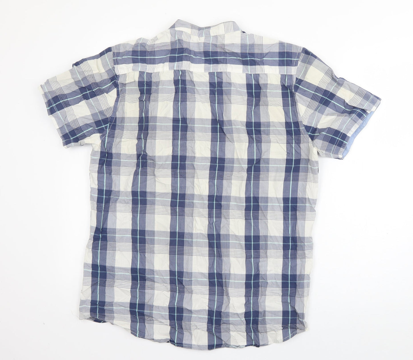Mens UK Size L Max Blue  Button-Up Short Sleeve Casual Shirt