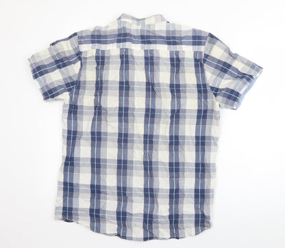 Mens UK Size L Max Blue  Button-Up Short Sleeve Casual Shirt