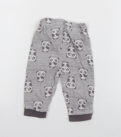 Nutmeg Girls Grey Striped Cotton Jogger Trousers Size 3-6 Months  Pullover - Panda