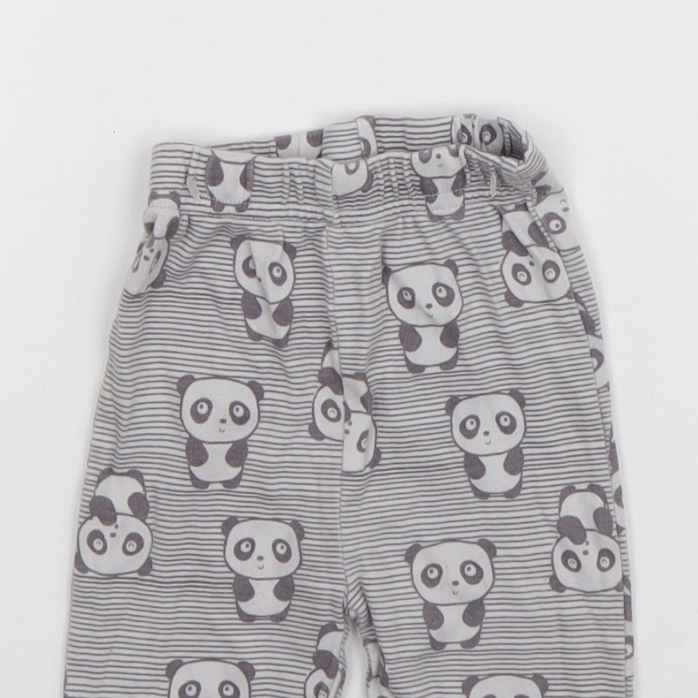 Nutmeg Girls Grey Striped Cotton Jogger Trousers Size 3-6 Months  Pullover - Panda