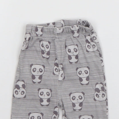 Nutmeg Girls Grey Striped Cotton Jogger Trousers Size 3-6 Months  Pullover - Panda