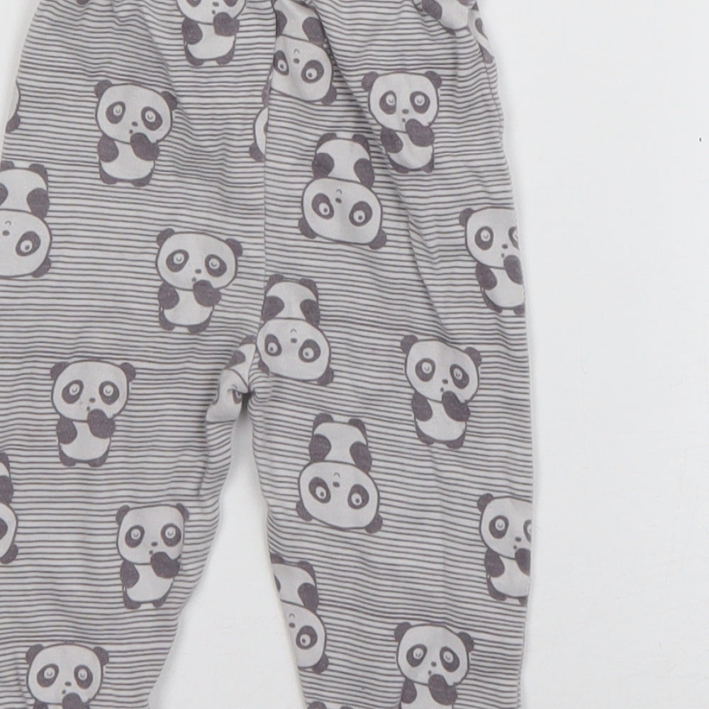 Nutmeg Girls Grey Striped Cotton Jogger Trousers Size 3-6 Months  Pullover - Panda
