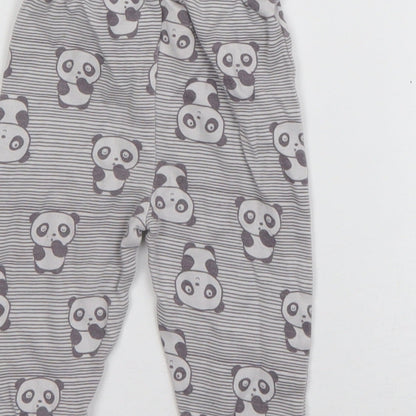 Nutmeg Girls Grey Striped Cotton Jogger Trousers Size 3-6 Months  Pullover - Panda