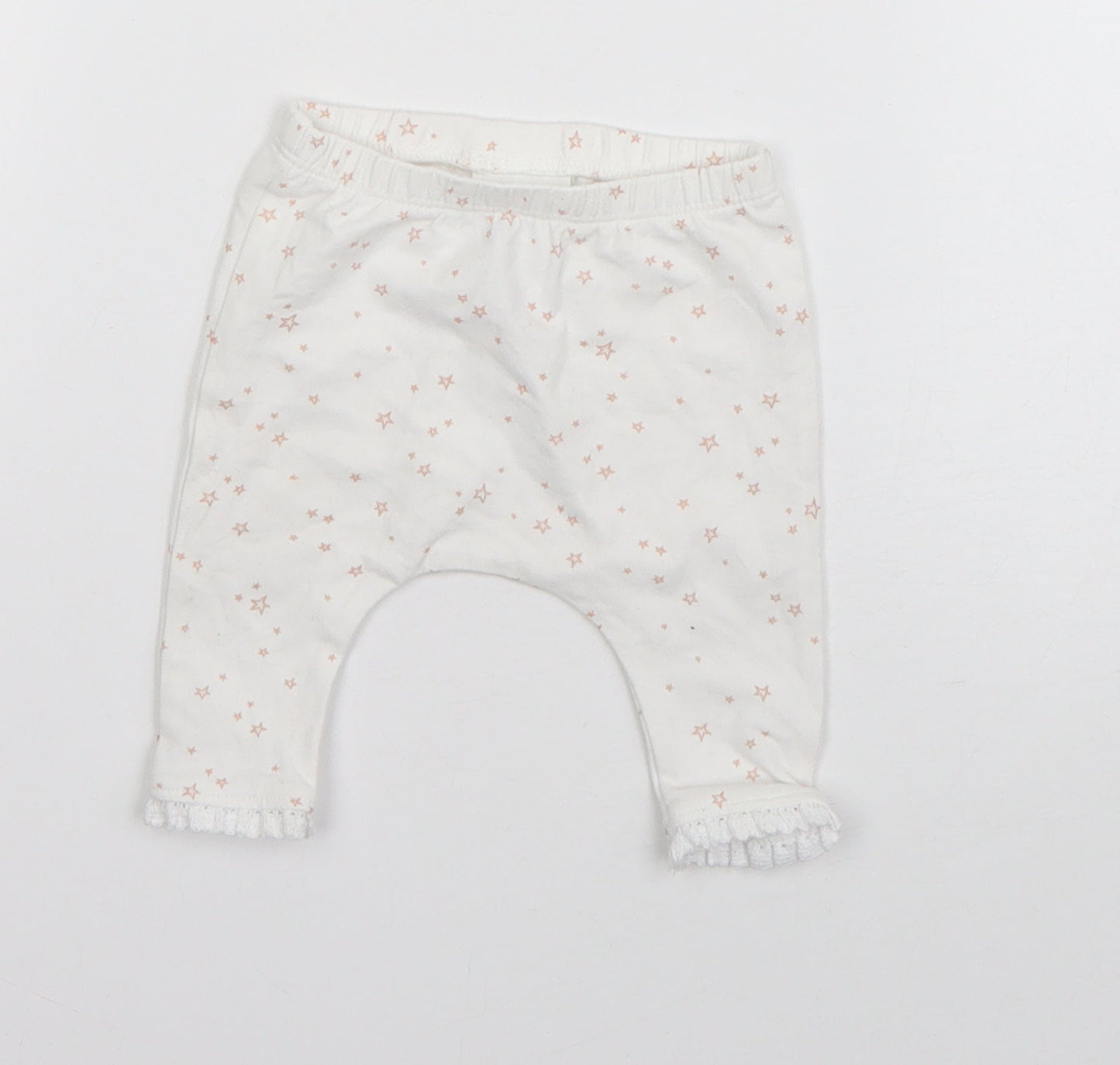 NEXT Baby White  Cotton Jogger Trousers Size 0-3 Months   - Stars