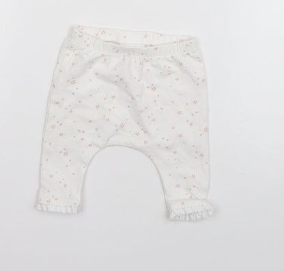 NEXT Baby White  Cotton Jogger Trousers Size 0-3 Months   - Stars