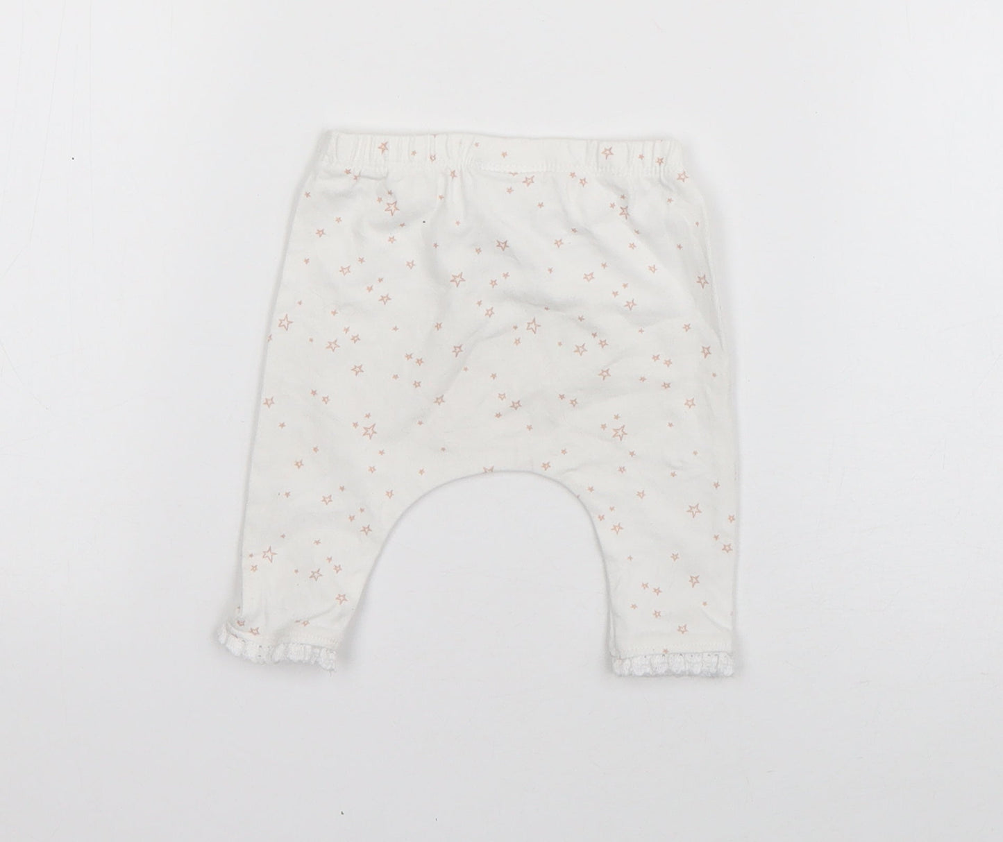NEXT Baby White  Cotton Jogger Trousers Size 0-3 Months   - Stars