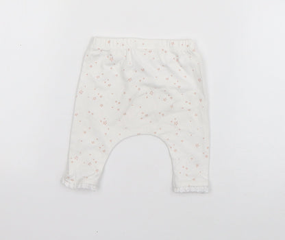 NEXT Baby White  Cotton Jogger Trousers Size 0-3 Months   - Stars
