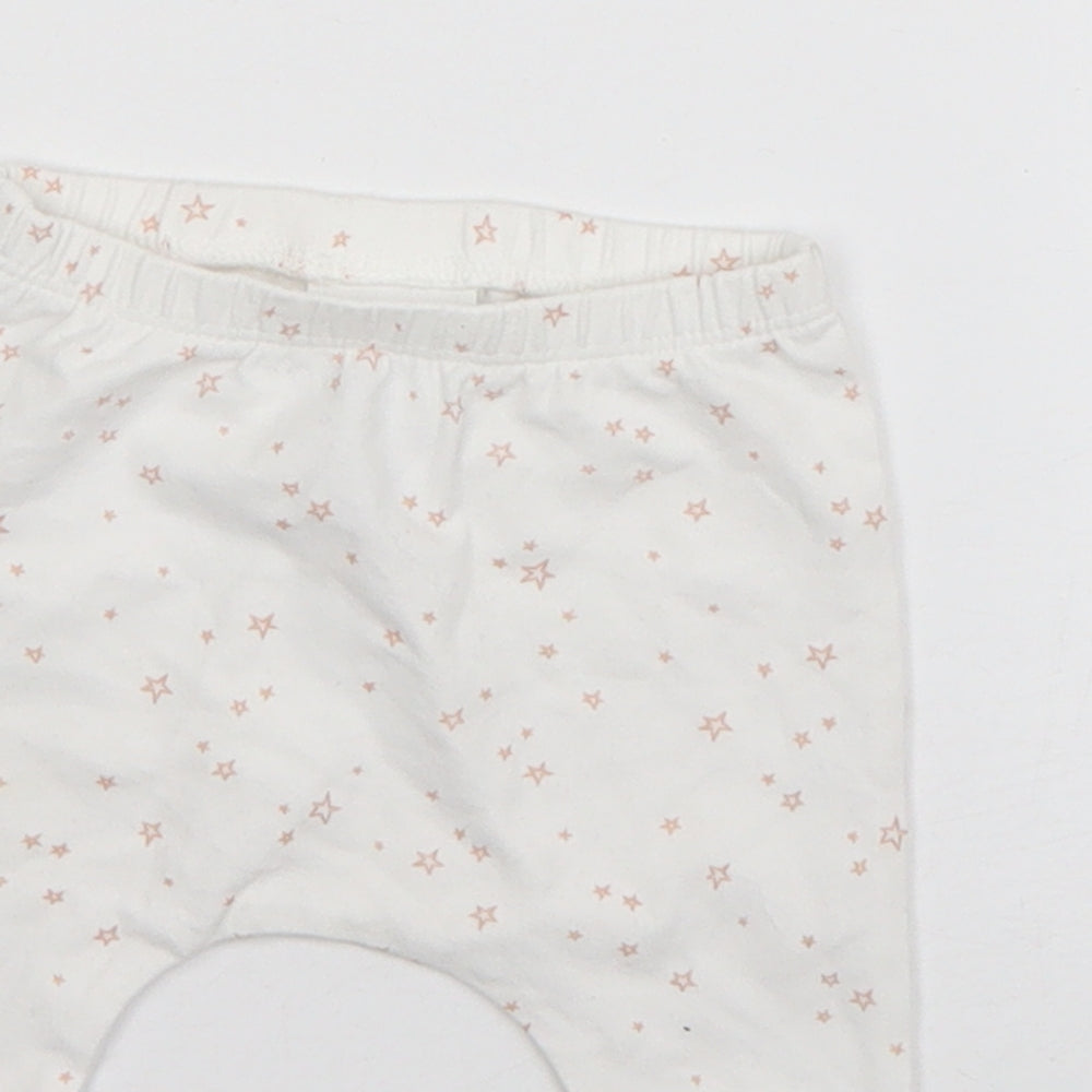 NEXT Baby White  Cotton Jogger Trousers Size 0-3 Months   - Stars