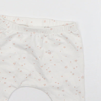 NEXT Baby White  Cotton Jogger Trousers Size 0-3 Months   - Stars