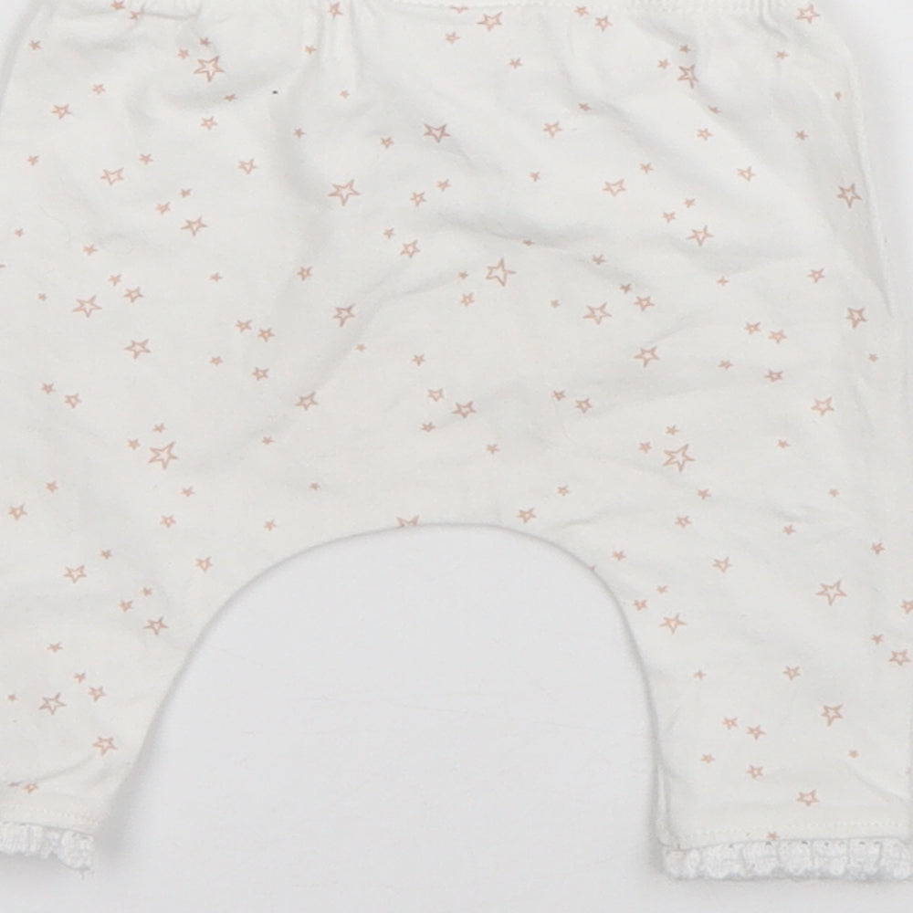 NEXT Baby White  Cotton Jogger Trousers Size 0-3 Months   - Stars