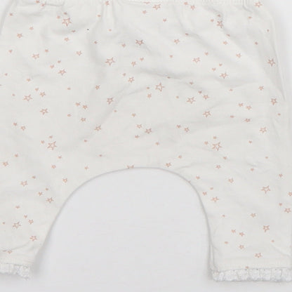 NEXT Baby White  Cotton Jogger Trousers Size 0-3 Months   - Stars