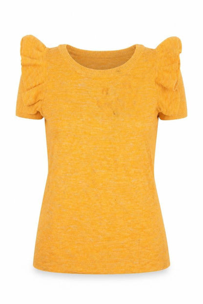 NEXT Womens Orange  Linen Basic T-Shirt Size 8 Boat Neck