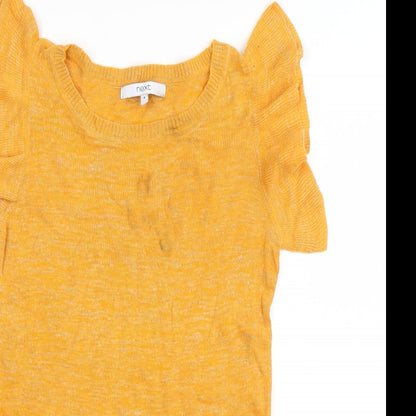 NEXT Womens Orange  Linen Basic T-Shirt Size 8 Boat Neck