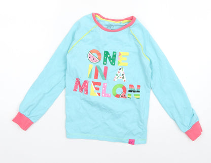 Harry Bear Girls Blue Geometric Cotton Top Pyjama Top Size 7 Years  Pullover - One in a Melon